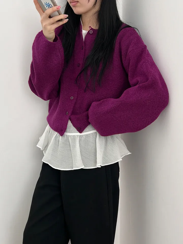 MD픽💜 엘가 라운드 세미크롭 니트 가디건(9color) 상세 이미지 5