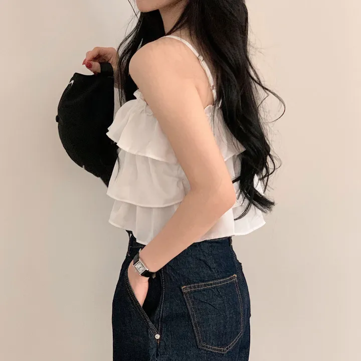 [베스트재진행] 메리미 프릴 캉캉 뷔스티에 크롭 끈나시;2col 상세 이미지 7
