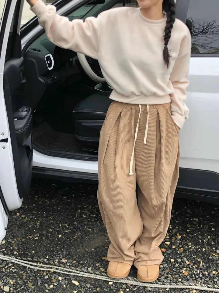 [데일리/*핏보장*] 코듀로이 골덴 핀턱 밴딩 팬츠 - 7colors (맞주름 허리 밴딩 와이드팬츠 롱다리핏 골반보장) 상세 이미지 19