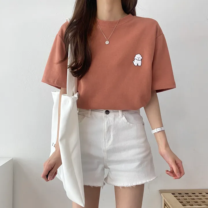 [묶음 할인/꾸안꾸] 귀여운 흰둥이 패치 반팔티 5color 상세 이미지 18