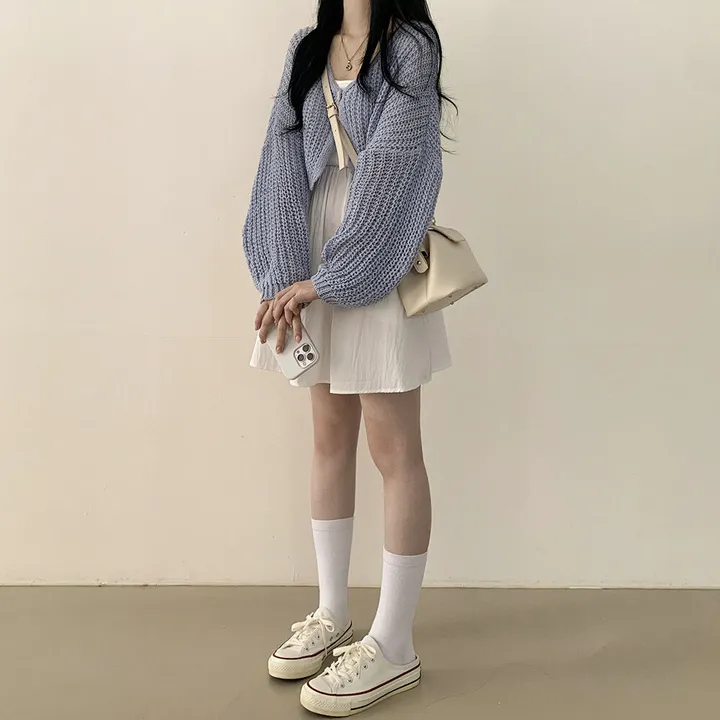 [고퀄!살탐방지] 왕박시 린넨 부클 여름니트 벌룬 크롭가디건 상세 이미지 30