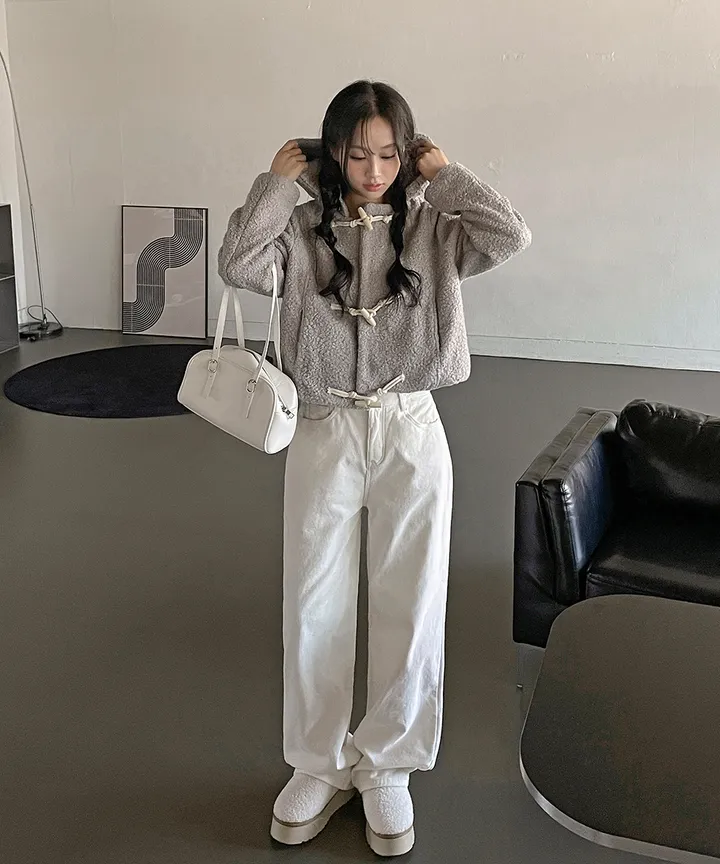 [최저가💗떡볶이코트] 멤버 양털 덤블 부클 떡볶이 후드 숏 코트 겨울 가을 / 연말룩 겨울아우터 겨울코트 양털자켓 경량패딩 겨울패딩 패딩조끼 뮤잉 상세 이미지 14