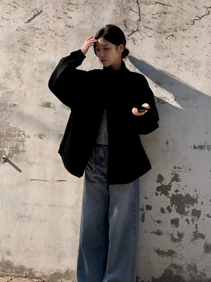 [트렌치 바람막이🤍/아우터맛집!] 트렌치바람막이 야상 하이넥 바람막이 숏트렌치 간절기아우터 데일리룩 숏야상 봄 자켓 오버핏자켓 상세 이미지 41