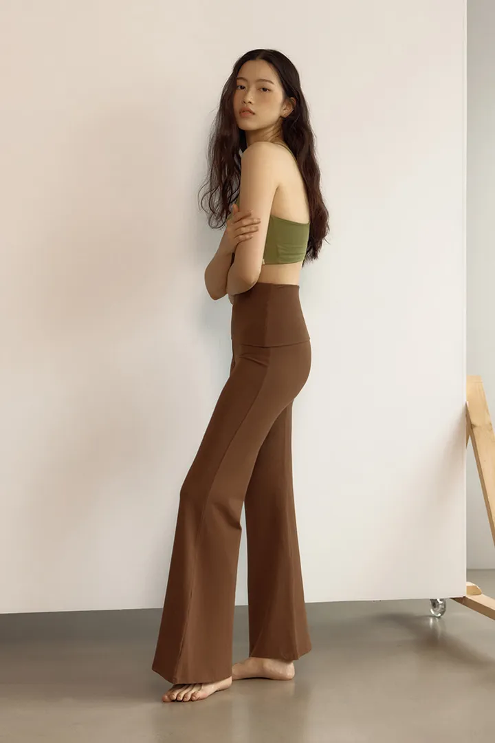 High Waist Bootcut Pants (Brown) 상세 이미지 2
