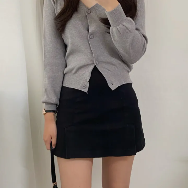 (데일리)소프트 기본 긴팔 니트 크롭 브이넥 가디건 5color 상세 이미지 38