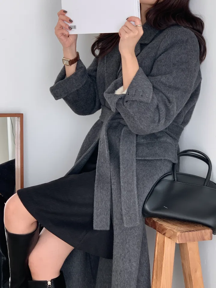 [브랜드퀄/부드럽고 가벼워요/강추💟] *알파카85,울15* 알파카 일자핏 울 핸드메이드 코트 상세 이미지 27