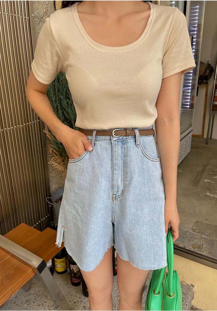 [44-110] [9천장 돌파✨] 유리빈 스판 U넥 슬림핏 크롭 티셔츠( 여름/데일리룩/여행룩/휴가룩/흠뻑쇼/워터밤/빅사이즈/110사이즈/자체제작/크롭/스판/스판좋은/쫀쫀한/쿨링/아이스/기본템/레이어드/베이직/부드러운 ) 상세 이미지 99