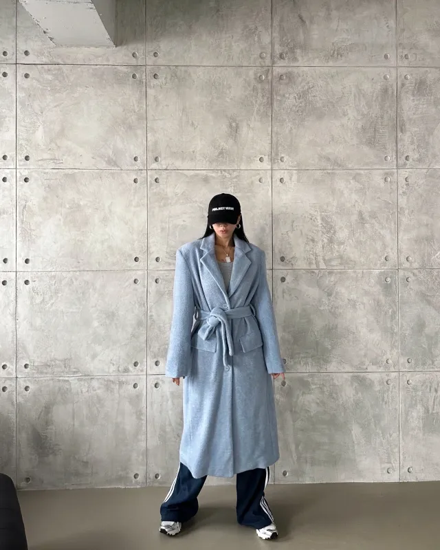 [SALE] 포그니 벨트 롱 코트 SKYBLUE COLOR 상세 이미지 9