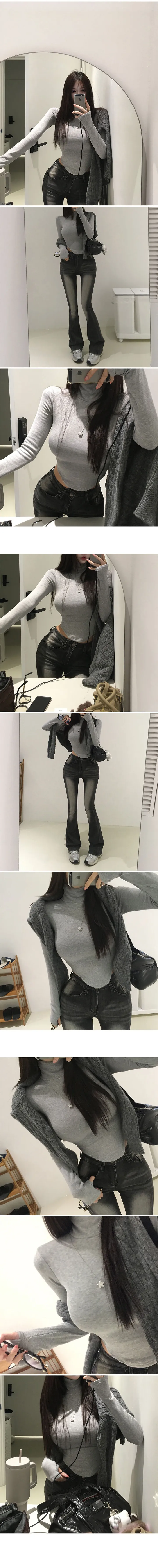 +영상핏[허얇골넓*기모] made 이브 기모 워머 목폴라 폴라티 기모티 봄코디 상세 이미지 19