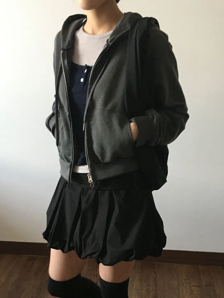 피그먼트 크롭 후드 집업 (4color) 상세 이미지 4