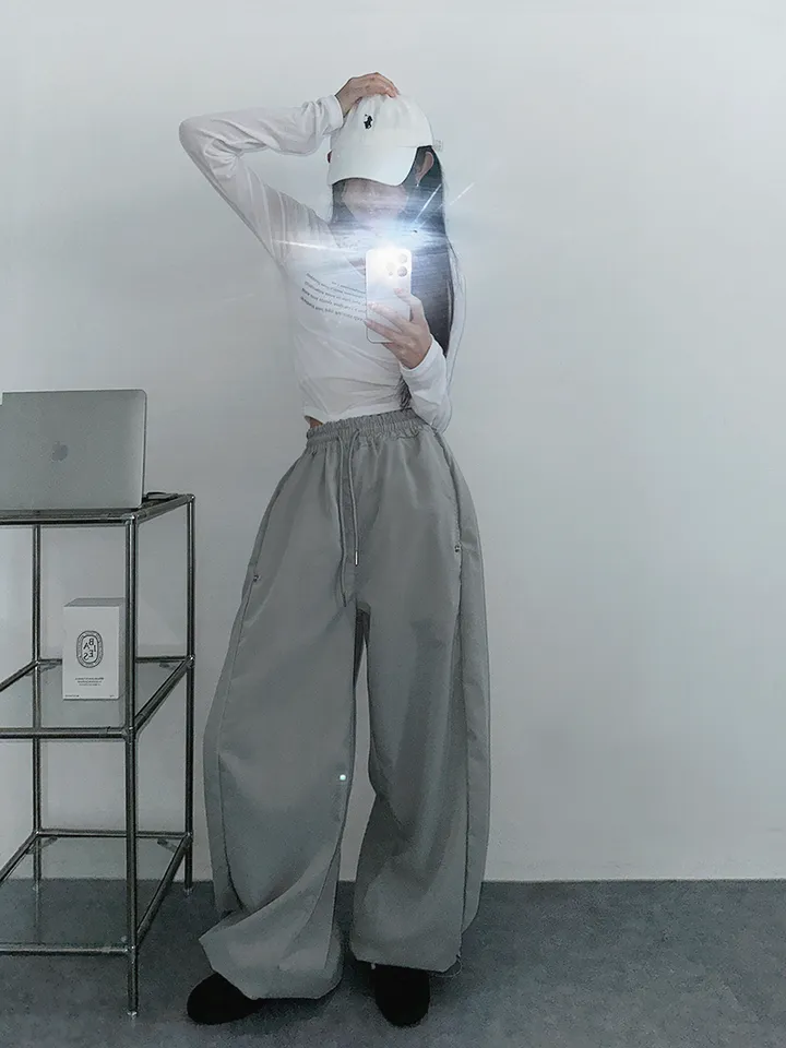 [사이드스냅🖤벌룬핏/나일론 2way스트링조절 비죠버튼 와이드팬츠] 비죠버튼벌룬와이드팬츠 상세 이미지 52
