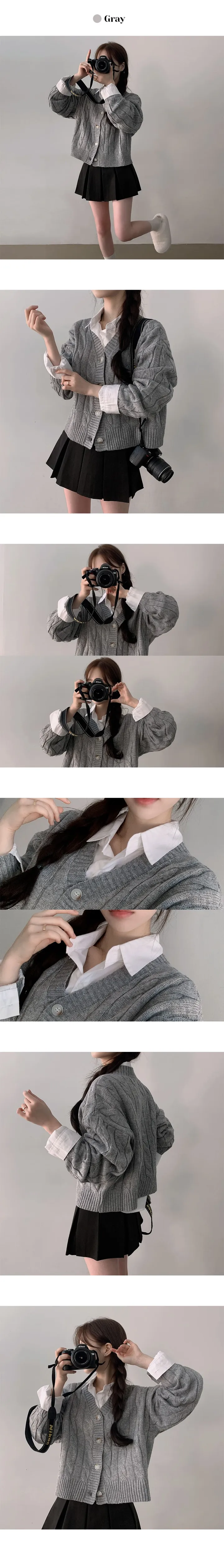 [색감맛집/가디건 종결!] 디부 루즈핏 브이넥 꽈배기 니트 가디건 (8color) 상세 이미지 10