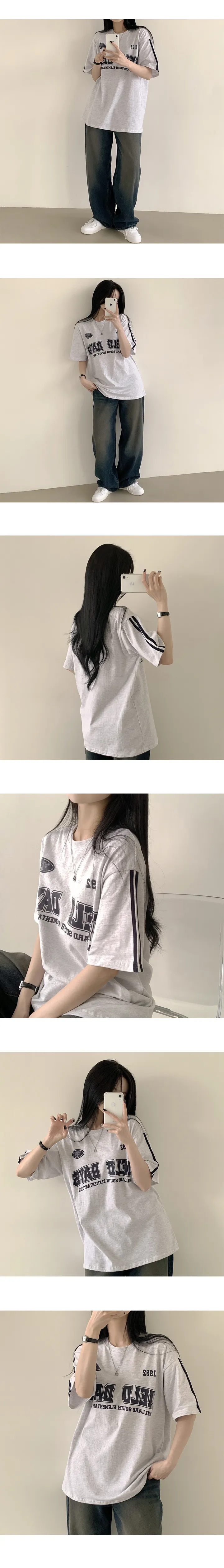 [스포티/오버핏] 확실한 포인트! 레터링 프린팅 박시 라운드 반팔티셔츠 (4color) 상세 이미지 3