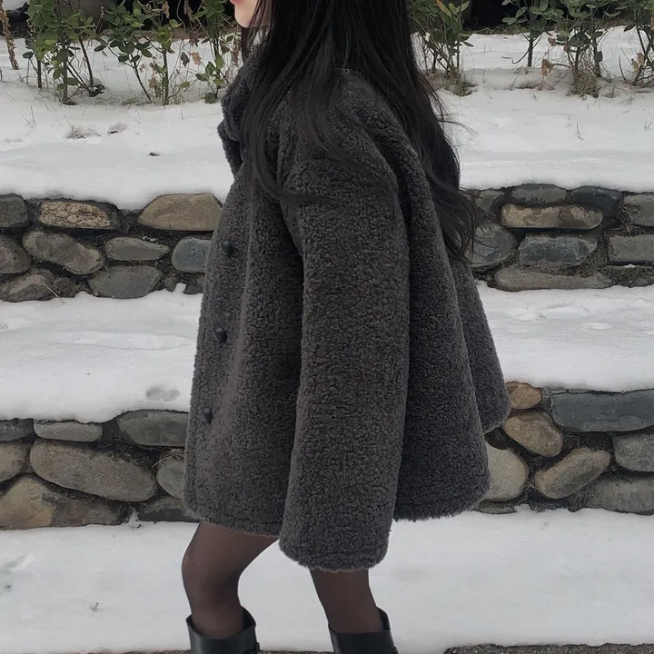 [왕아방핏🤎/주문폭주✨]후회없는 선택,푸들 양털 오버핏 하프 스웨이드 퍼자켓,코트 상세 이미지 87
