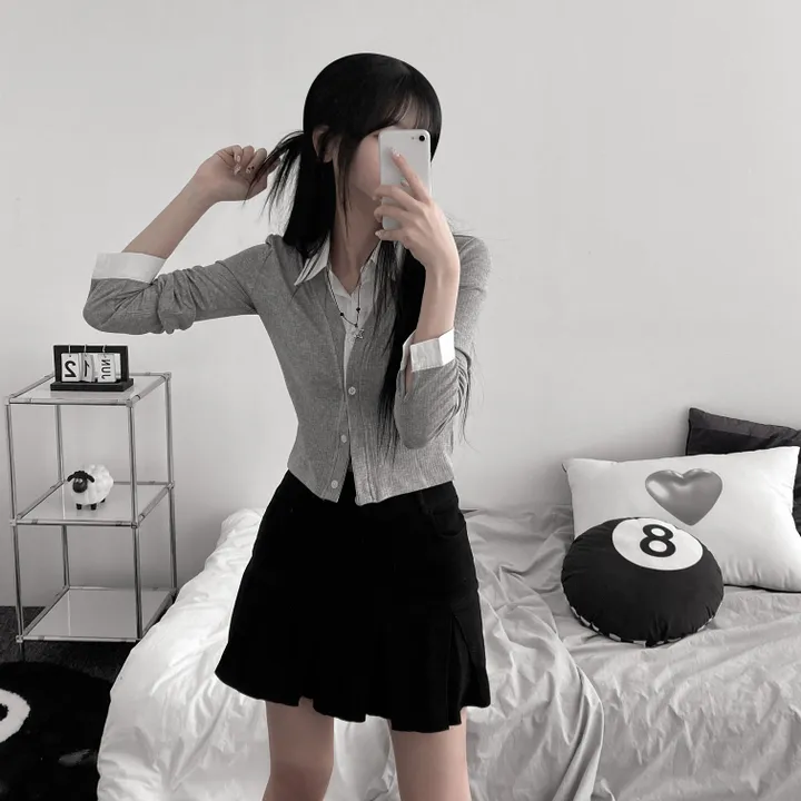 [오픈가능/한벌로끝-!] shirt cardigan layered long-sleeved shirt [ 셔츠 가디건 레이어드 긴팔티 ] 상세 이미지 4