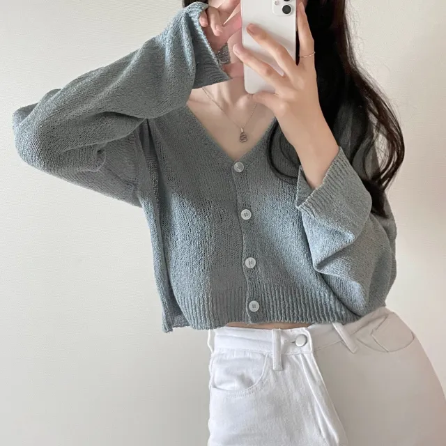 (5color)피넛 썸머 크롭 브이넥 가디건 상세 이미지 28