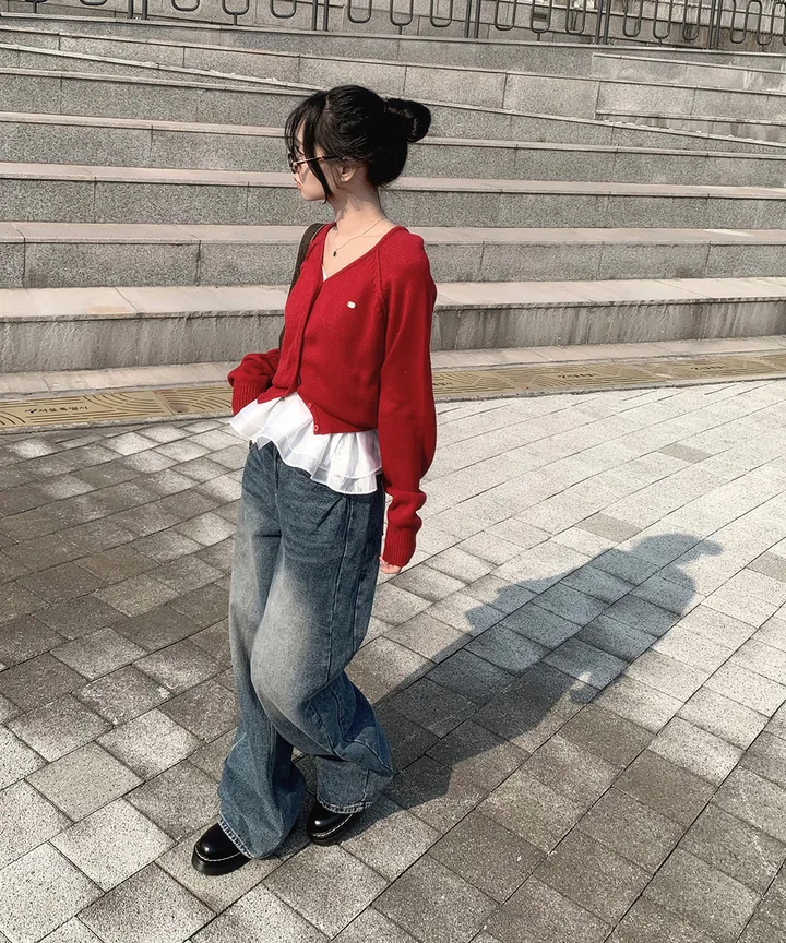 [데일리🫧벚꽃룩] 부코 펜던트 브이넥 니트 가디건 봄 가을 / 벚꽃룩 개강룩 데이트룩 여름가디건 여름니트 클래식블랑 상세 이미지 13