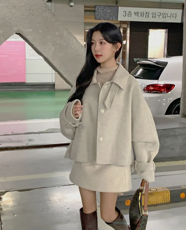 [울100/made💫] 세린 하이넥 나그랑 핸드메이드 숏코트 상세 이미지 11