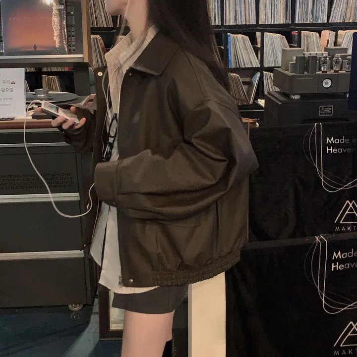 [핵고퀄!/✨주문폭주/후기극찬✨]매트 레더의 정석,오버핏 레더 블루종 자켓 점퍼 상세 이미지 59