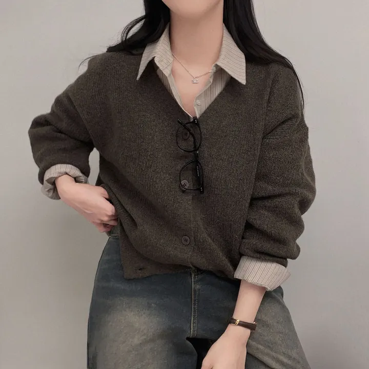 [인생가디건🤍]극여리 루즈핏 울 브이넥 니트 가디건 - 8color 상세 이미지 39