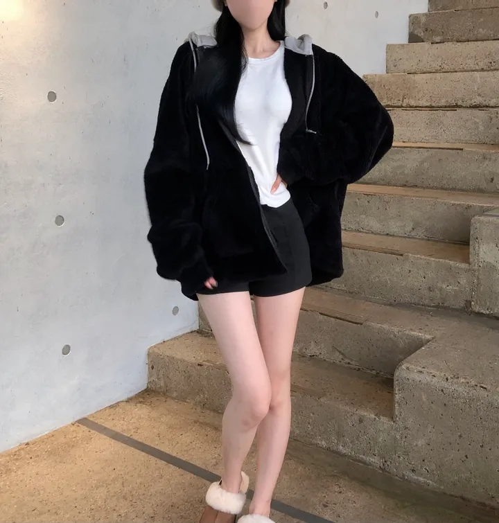 당일🚀[보온성갑/남여공용] 포근 양털 보들 플리스 투웨이 집업 곰돌이 후드 후리스 상세 이미지 13