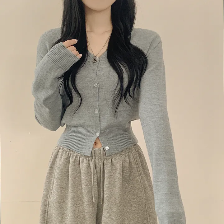 [울100✨허리잘록핏!] 크롭 브이넥 니트 파스텔 봄가디건 상세 이미지 3