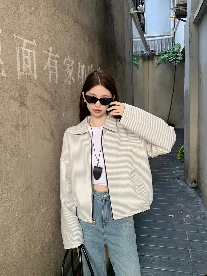 [봄신상💗/휘뚜루템]마브 리버시블 스트라이프 카라넥 집업 점퍼 자켓 상세 이미지 7