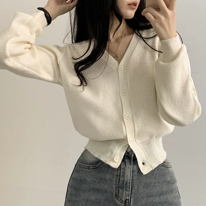 [팔뚝살커버!] 허리잘록~ 포근 브이넥 데일리 브이넥 아방핏 니트가디건 상세 이미지 7