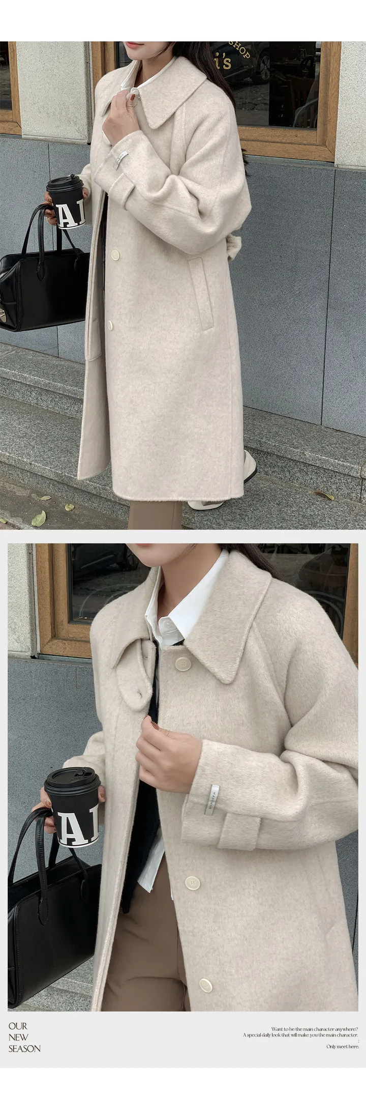[자체제작/3천장돌파/S-L]마벨 프리미엄 히든단작 울 핸드메이드 하프 코트 상세 이미지 100