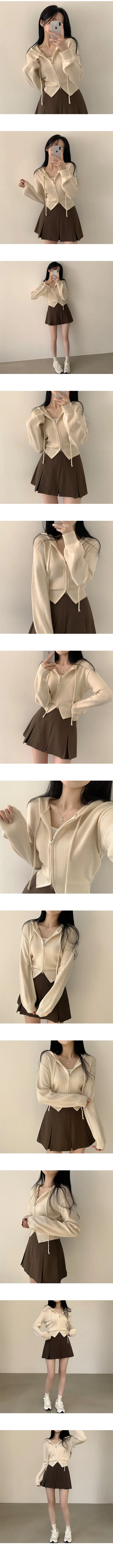 [투웨이/여리핏] 예쁨보장ღ, 무지 후드 크롭 가디건 니트집업 (6color) 상세 이미지 2