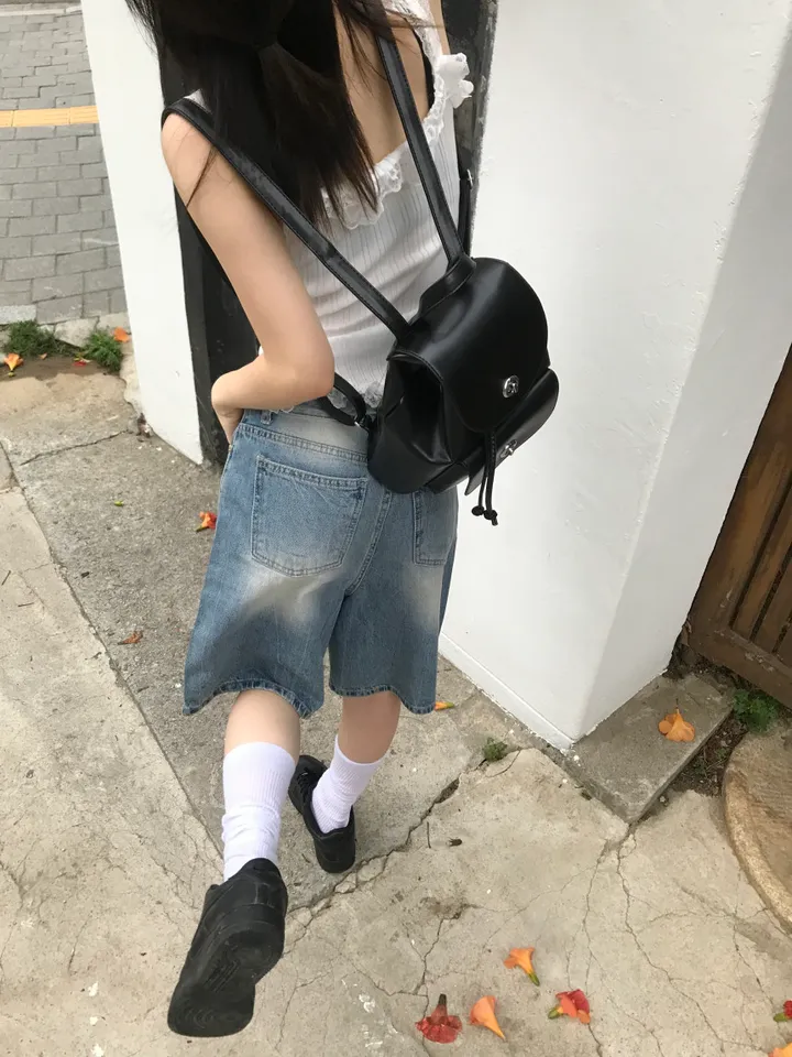 블랙 레더 미니 백팩 상세 이미지 18