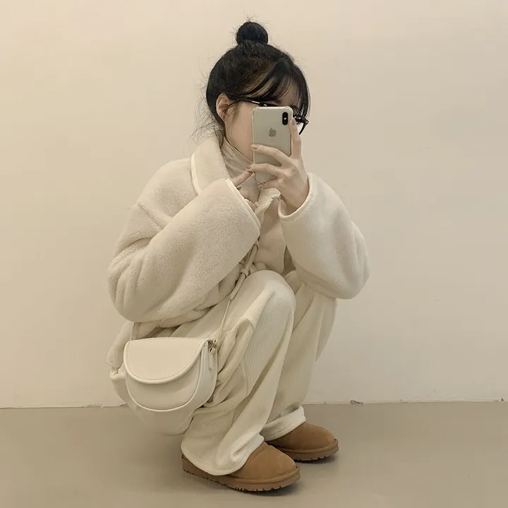 [양면퍼🧸/귀여움] 아방핏 양털 후리스 뽀송 카라 덤블 퍼자켓 크롭점퍼 밍크 숏코트 상세 이미지 8