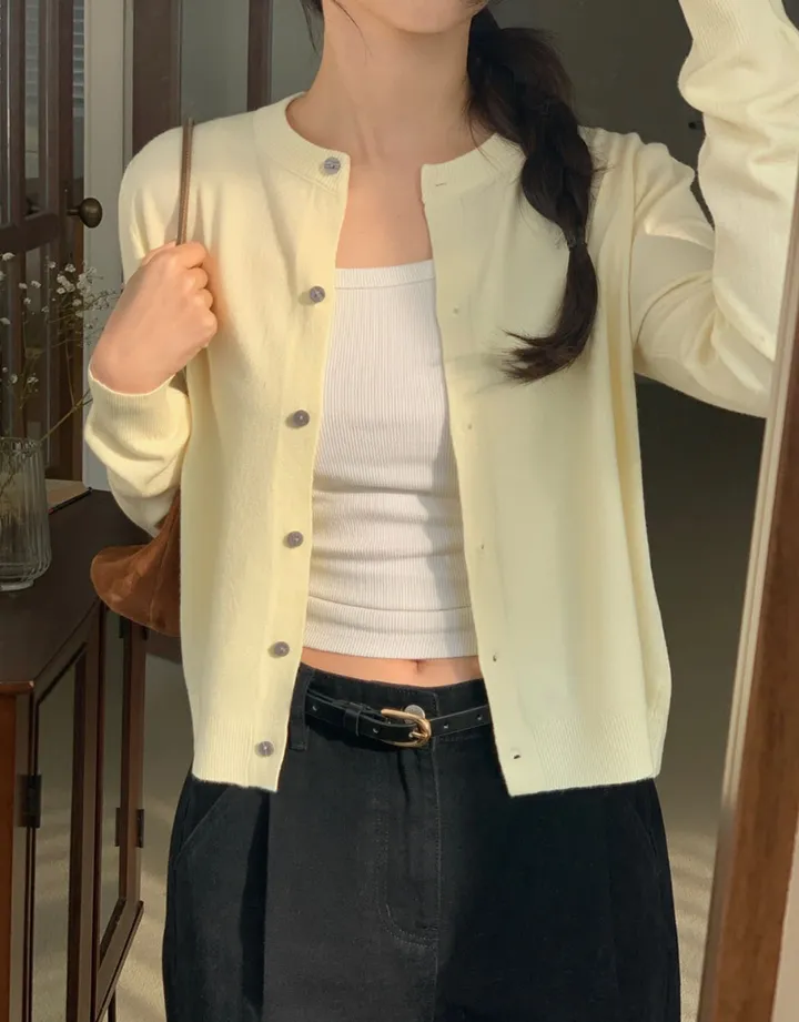 [재구매템/부들부들/기본가디건] 베이직 라운드 니트 가디건 5color / 라운드넥 긴팔 간절기 하객룩 상세 이미지 22