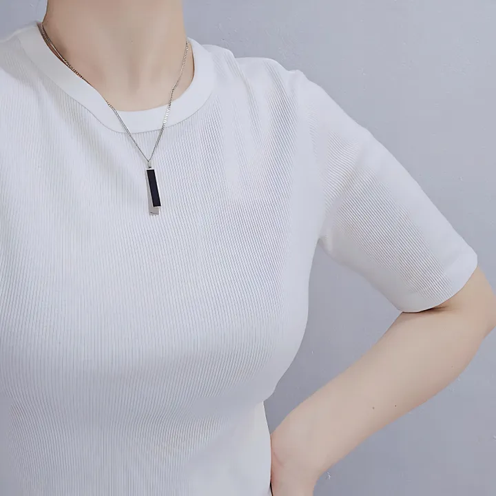 남녀공용 all써지컬 더블 스틱 목걸이 길이 선택 가능 커플목걸이 무알러지 변색없는 상세 이미지 6