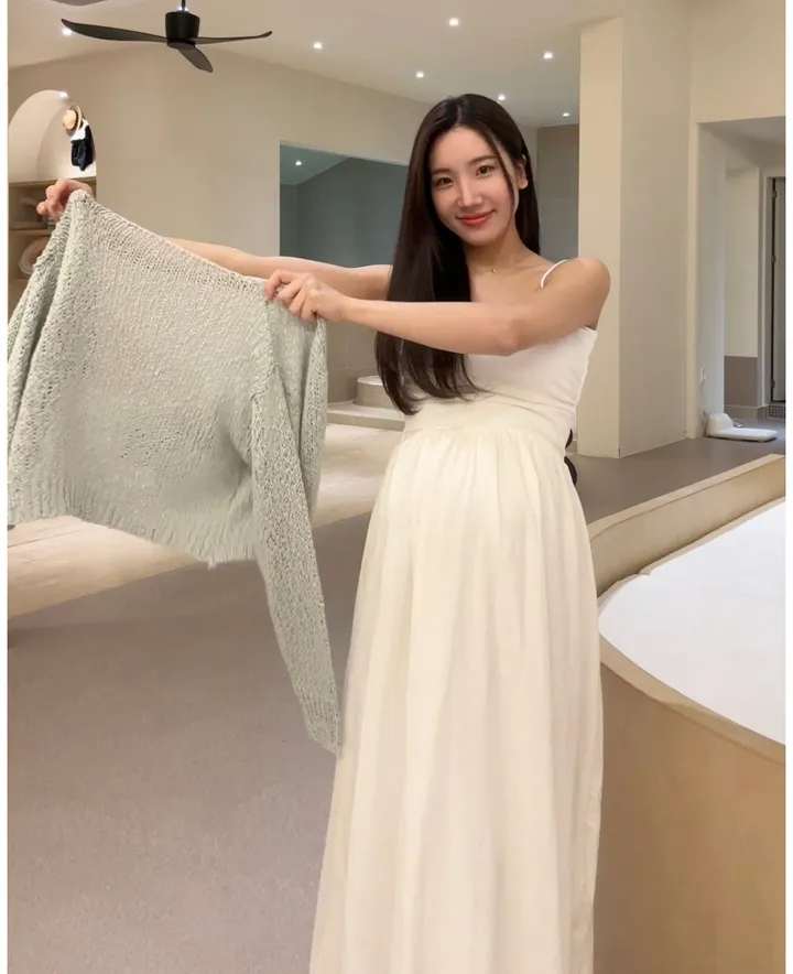 요거트 그물 니트 임산부가디건 파스텔 상세 이미지 38