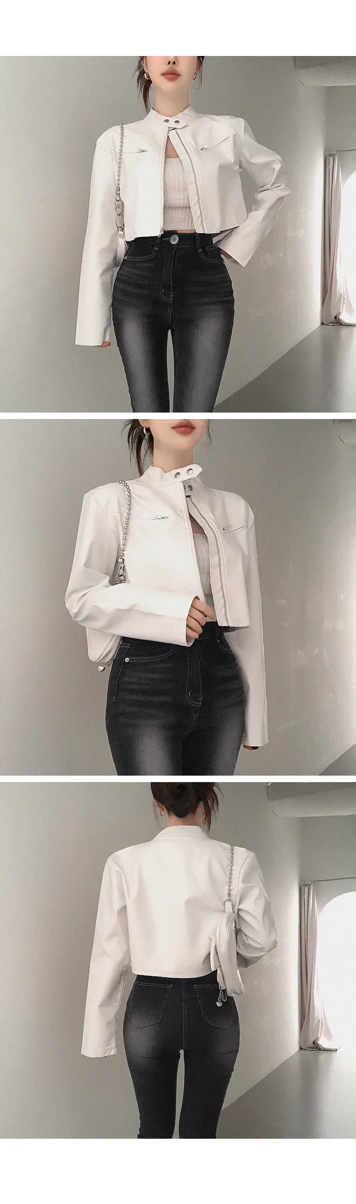 [최저가/가격실화?!] 디케 유니크 Y2K 노카라 크롭 레더자켓 라이더자켓 봄아우터 봄옷 봄신상 가을아우터 가을자켓 상세 이미지 12