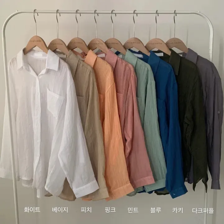 [살안타템17컬러✨/크롭&루즈핏] 햇빛차단, 린넨 시스루 루즈핏 거즈 셔츠/남방 블라우스 상세 이미지 3