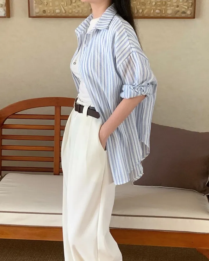 사계절필수!! (벨트set) 어반 하이웨스트 핀턱 롱 와이드 슬랙스 (5color) 상세 이미지 22