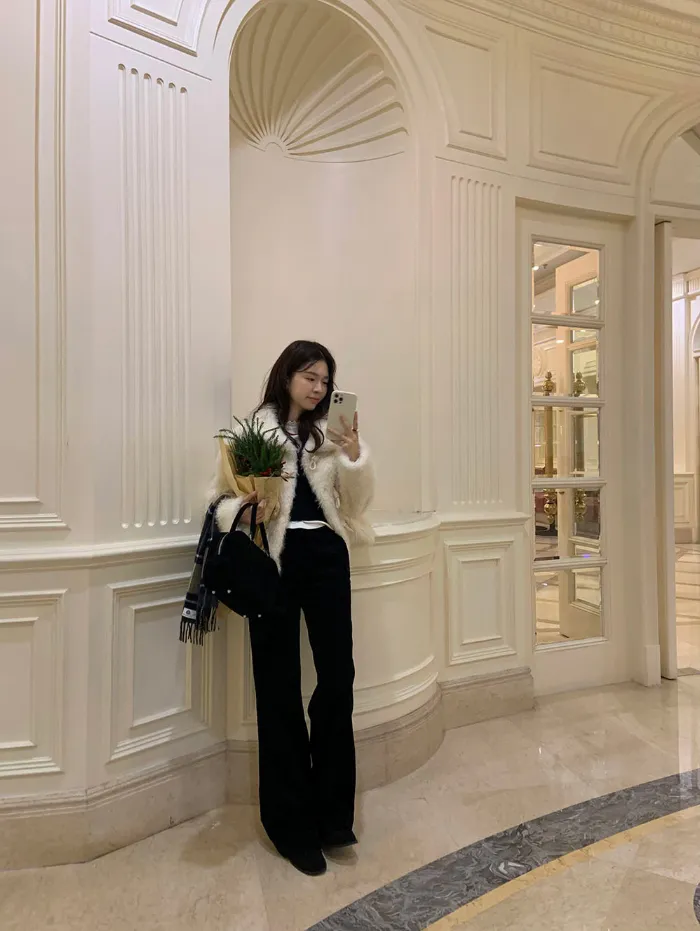 🩷당일출고🩷디로비❤️카라 떡볶이 단추 페이크 퍼 자켓 1color 상세 이미지 46