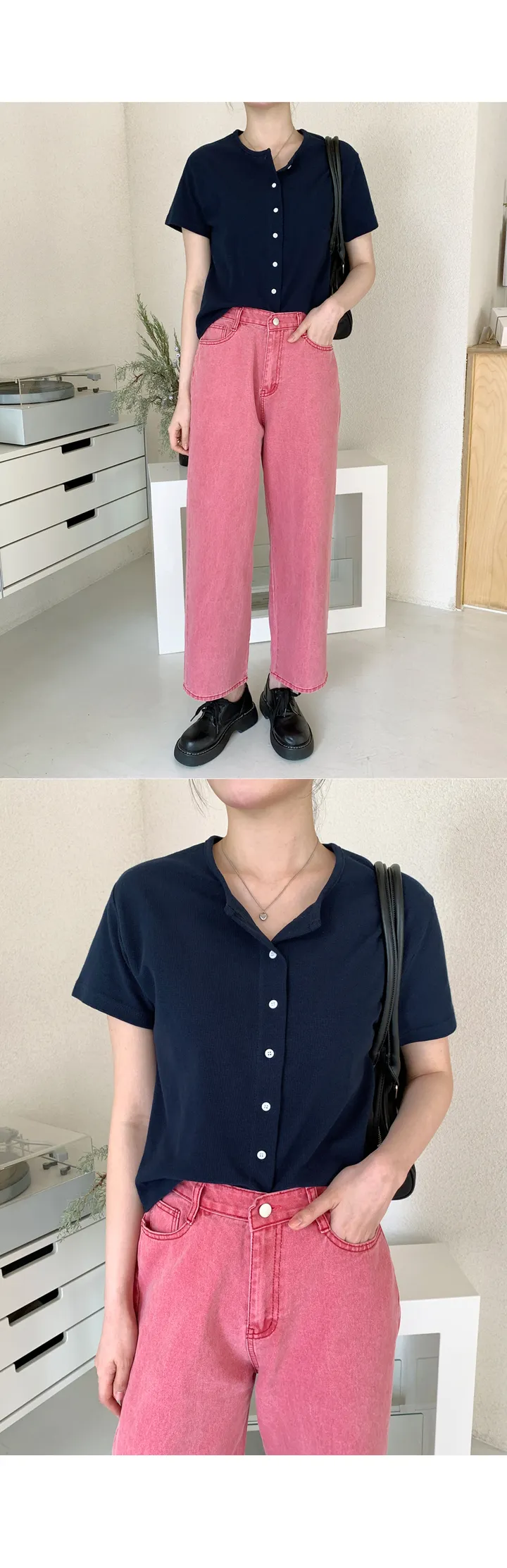 [1.5만장돌파/F~L,무조건소장](F,L) 와플반팔가디건T 상세 이미지 9