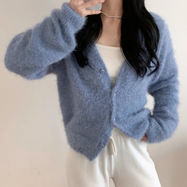 보슬보슬 귀여움 끝판왕 , 브이넥 솔잎 가디건 4COLOR 상세 이미지 8