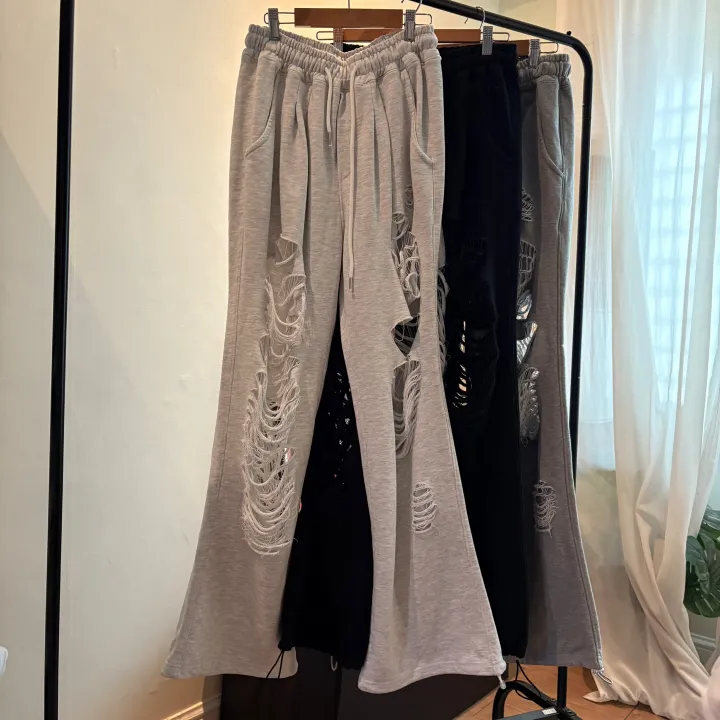 [허리~63까지 MD 추천🤩] 데미지 디트로이드 제니팬츠 / 유니크 스트릿 댄스복 페스티벌 체육대회 빅사이즈바지 세미 부츠컷 조거팬츠 봄바지 여름바지 댄스복 하비언니 와이드팬츠 상세 이미지 84