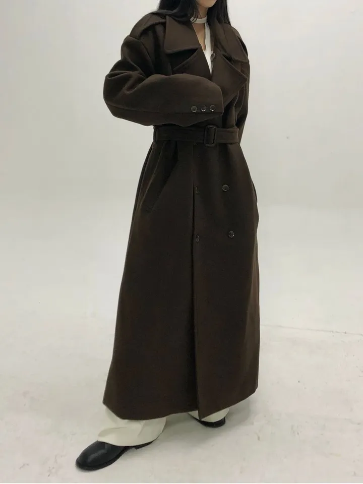[Unisex] Mael maxi coat (3co) / 울 오버 루즈핏 누빔 안감 벨트 맥시 코트 상세 이미지 12