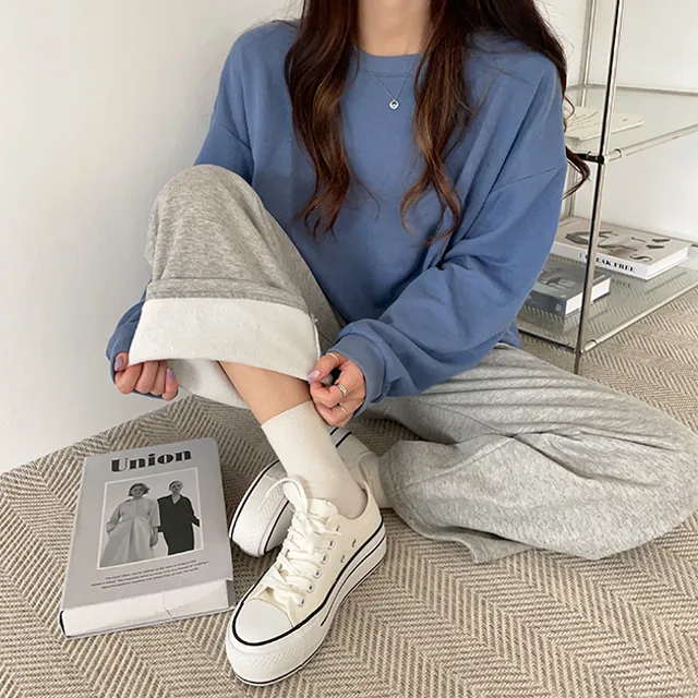(키작녀,베이직,키큰녀) (기모선택가능!) 포시즌 밴딩와이드팬츠 트레이닝팬츠 4color 상세 이미지 46