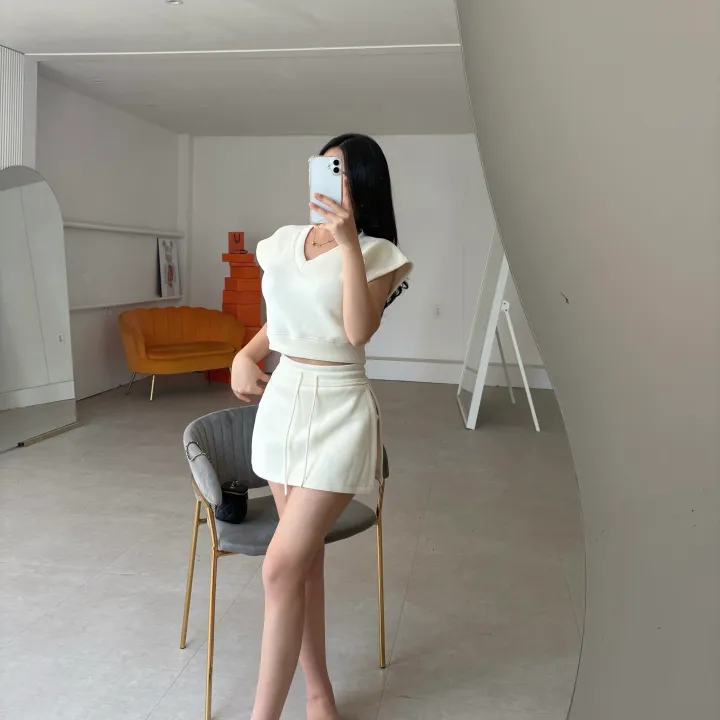프로스 내추럴 베스트&치마바지 세트  *미니,숏,투피스,브이넥,캡소매,트임,밴딩 상세 이미지 6