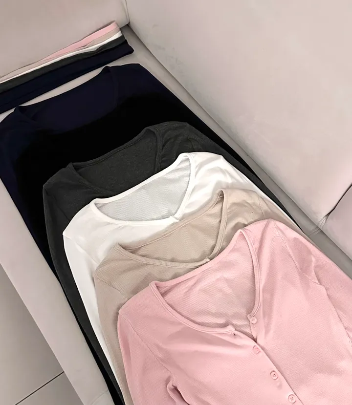 [리얼핏보장!!/타이set] 섹시글램 슬림핏 여리 가디건 스카프 세트 투피스 크롭 버튼 브이넥 모달 스판 여친룩 베이직 기본 레이어드 데일리 데이트룩 봄 가을 신상 청순 여신룩 상세 이미지 29