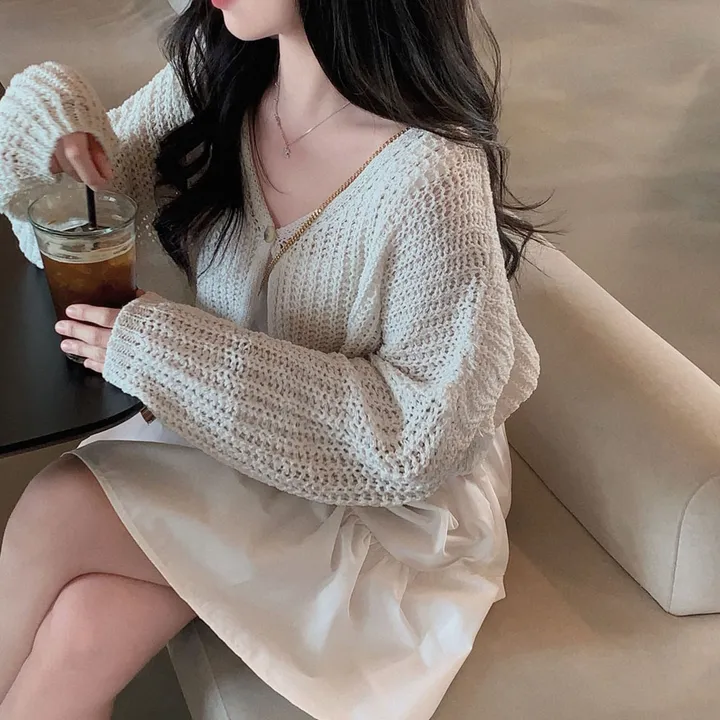 [아방🤍/new신상!]누가봐도 아방핏, 왕크롭 썸머 린넨 부클 원버튼 루즈핏 가디건 상세 이미지 9