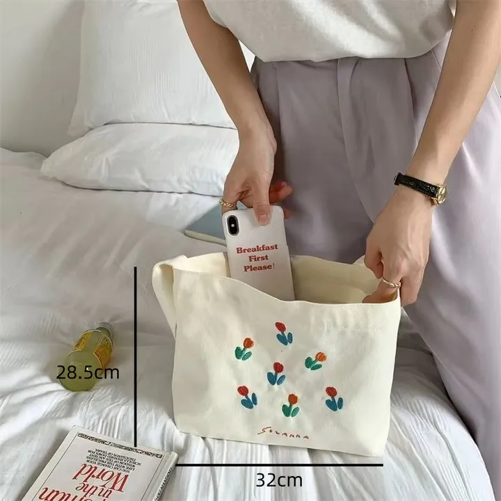 튤립자수 데일리 크로스 숄더 에코백 상세 이미지 10