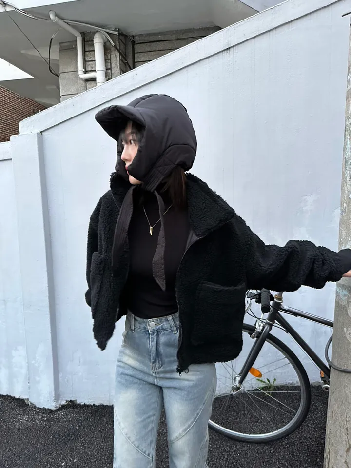 [iam테디베어]뽀글이 플리스 덤블자켓 후리스 양털점퍼 뽀글이자켓 4colors 오버핏 겨울아우터 힙 양털 집업 안감내장 자켓 상세 이미지 25