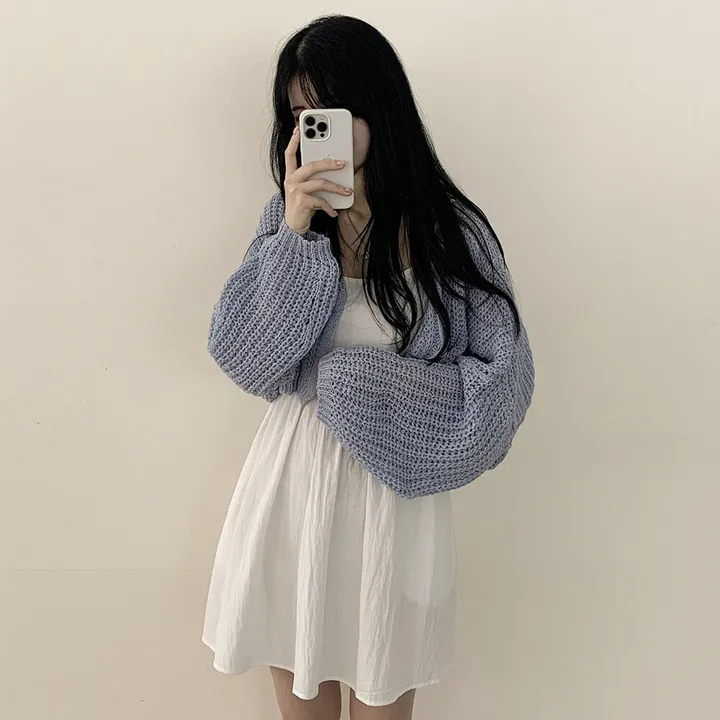 [고퀄!살탐방지] 왕박시 린넨 부클 여름니트 벌룬 크롭가디건 상세 이미지 29